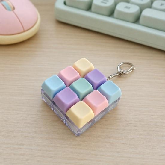 2/3/4/9-Keys Keyboard Fidget Toy, Stress Relief Push Button Finger Clicker Toy, LED Light-up Mechanical Keyboard Fidget Keychain