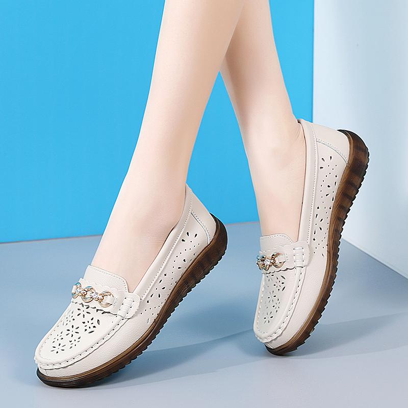 Cow tendon sole shoes are not tired of feet, leather shoes, single shoes, medium and soft soles, Doudou shoes.
