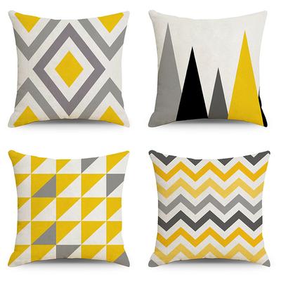 Yellow Geometric Linen Pillowcase Home Sofa Bedside Cushion Pillowcase Set