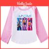 Cartoon Kids Rumi Anime Girls Printing Patchwork Long Sleeves 100 Cotton Tshirt