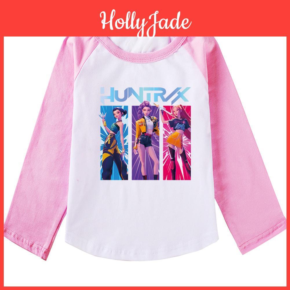 Cartoon Kids Rumi Anime Girls Printing Patchwork Long Sleeves 100 Cotton Tshirt