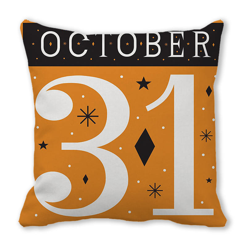 Creative Halloween Happy Letters Digital Printing Short Plush Pillow Covers for Car Sofa Office Cushion Cover Home Goods