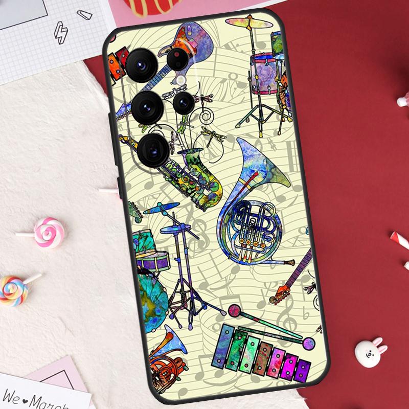 Musical Drum Drumsticks Drummers Case For Samsung Galaxy S26 Ultra S23 S22 S21 S20 S24 S25 Ultra S10 Plus S25 FE Cover Shell