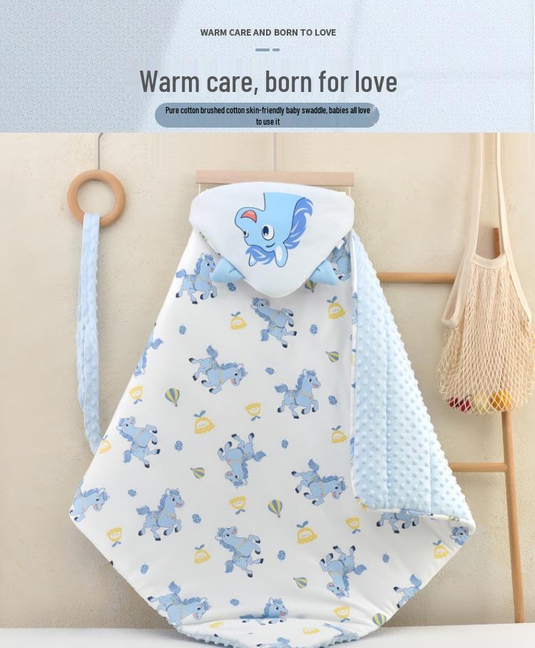 Year of the Horse Baby Swaddling Blanket - Pure Cotton, Thickened for Spring/Autumn, Perfect for Newborns in Delivery Room or Outdoor Use