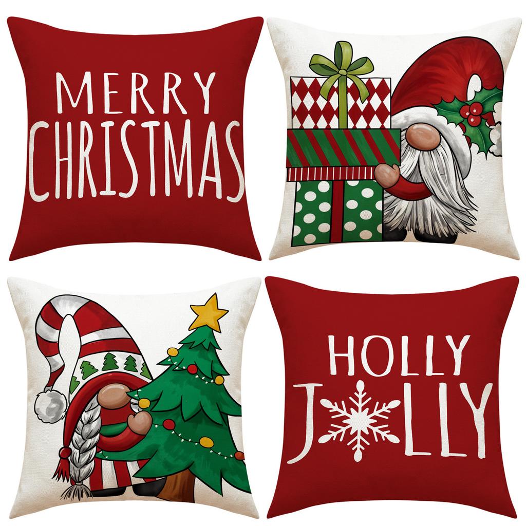 Popular Christmas Pillowcases for Holidays Santa Claus Linen Home Decoration Pillowcases