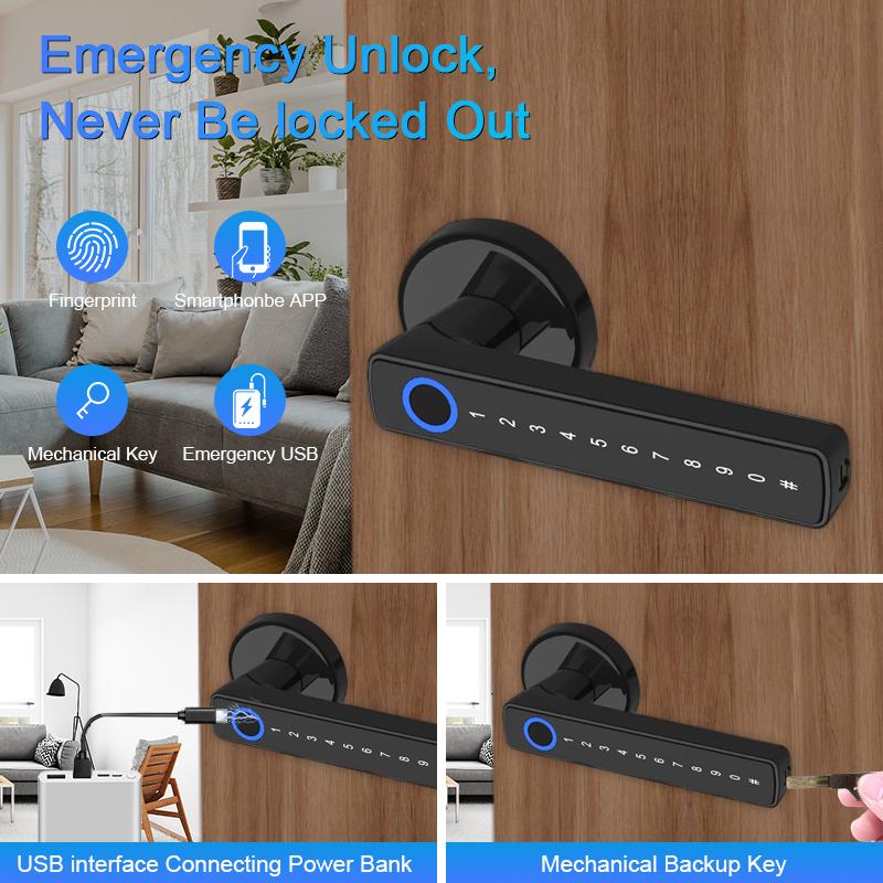 2026 New Arrival Smart Handle Lock with Tuya App Remote Control for Smart Door Lock Wood/Glass Door Aluminium Alloy for