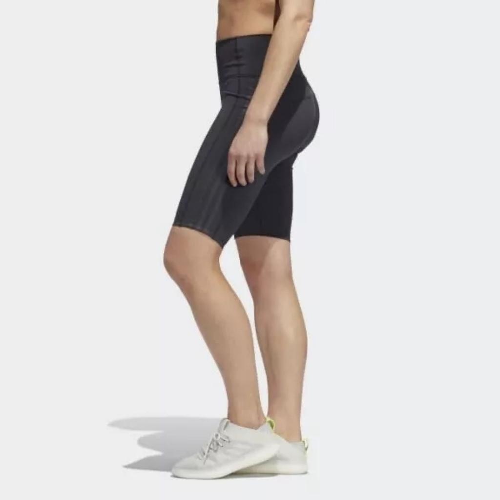 adidas X Universal Standard Collaboration Comfortable Moisture-Wicking Striped Cycling Shorts Women Shorts Black FJ7460