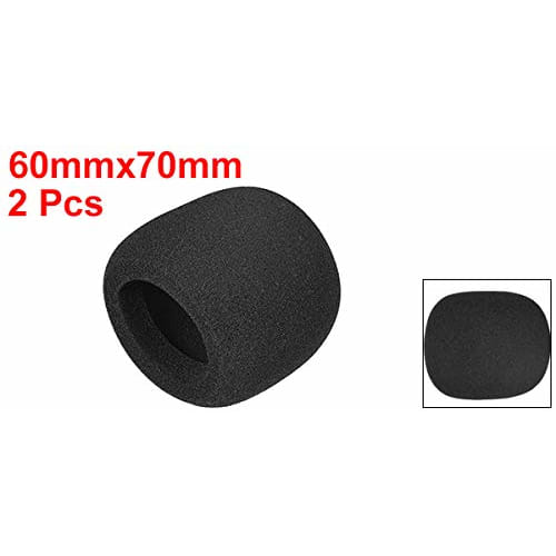 uxcell Foam Microphone Cover, Thick Sponge, 60mm Outer Diameter, Handheld Microphone Windscreen, Black, KTV, Pack of 2