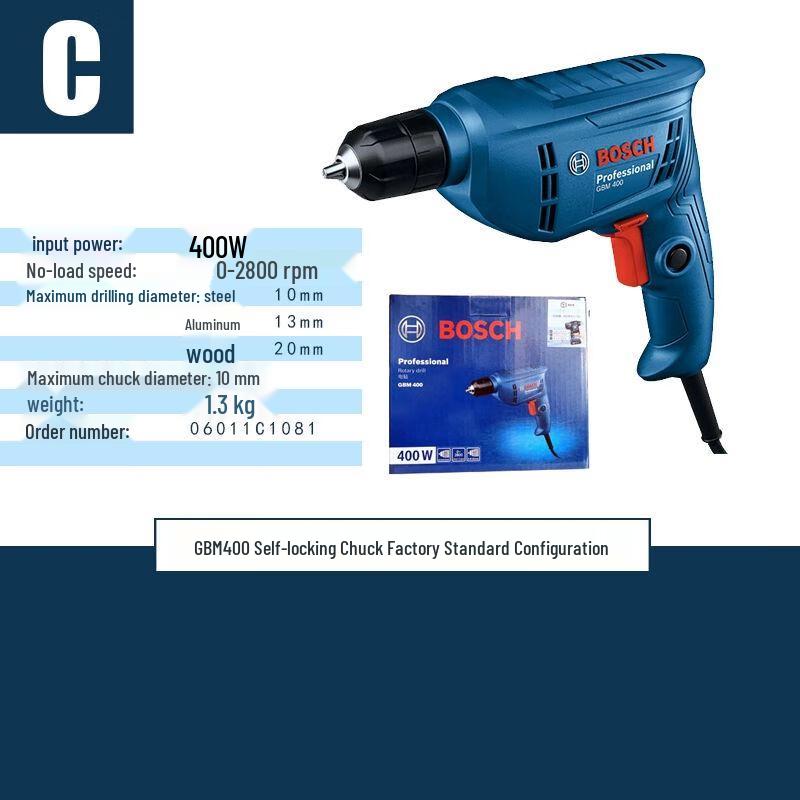 Bosch GBM400 Electric Drill & Screwdriver Kit CN plug (adapter included)
