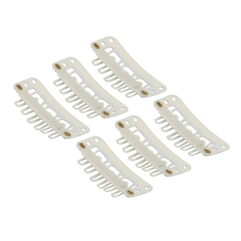 100pcs Wig Snap Clip U Shape 6 Teeth Safe Hairpiece Comb Clips for DIY Hair Extension Hat Beige