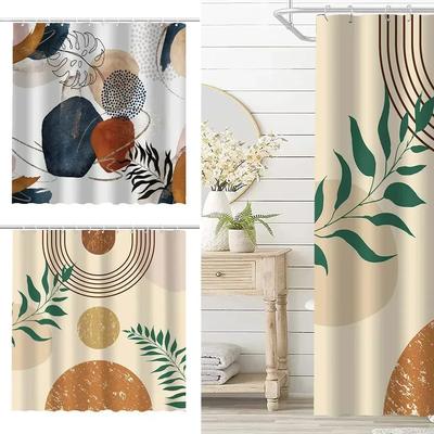 Boho Duschvorhang Wasserdichter Badezimmervorhang mit 12 Haken 72" x 72" Modernes Duschvorhang-Set mit Pflanzendruck für Badezimmer
