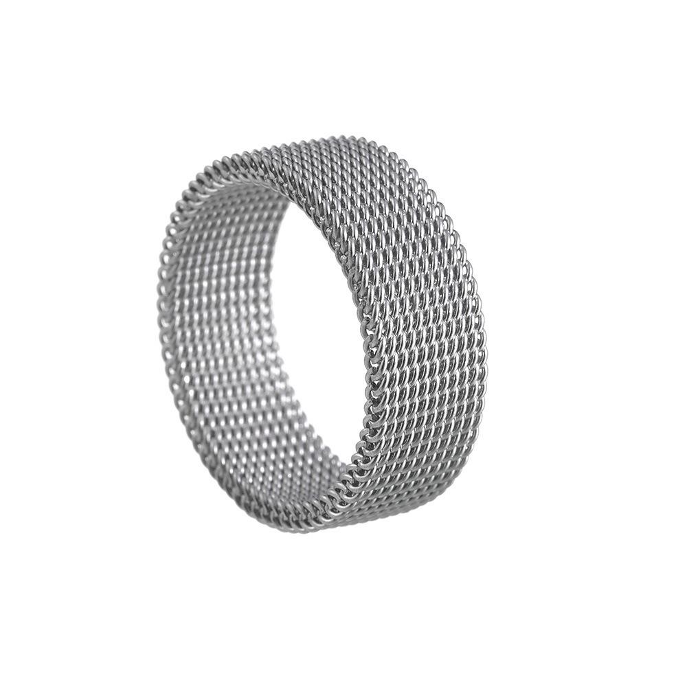 New Mens Modern Stainless Steel Mesh Band Ring 8mm Wide For Men Women Retro Jewelry Gift