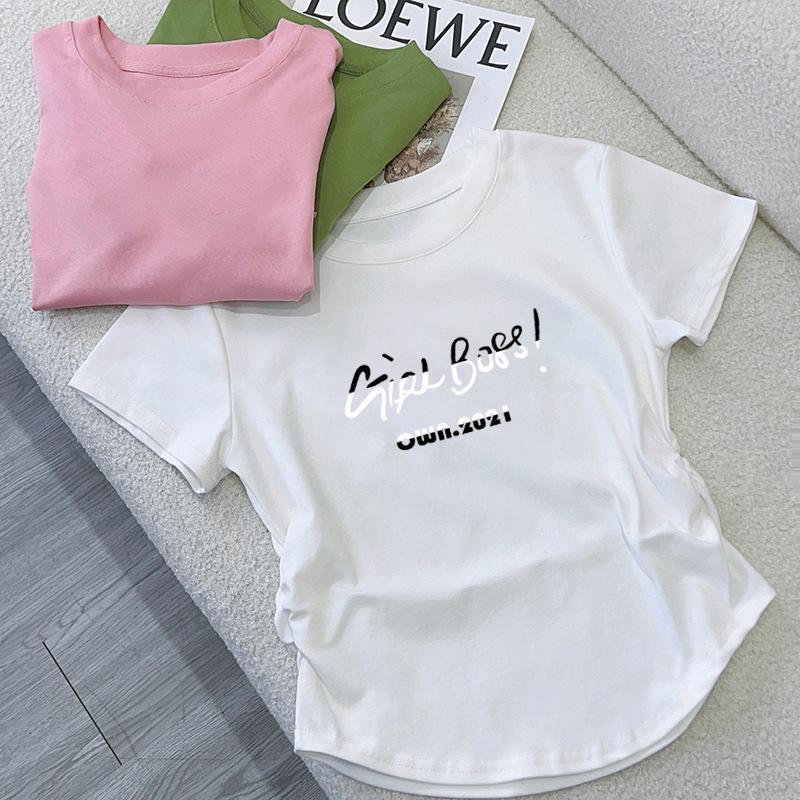 Women's Sweet & Spicy High Waist Cotton Tee - Printed Short Sleeve Summer Streetwear Fashionable Top