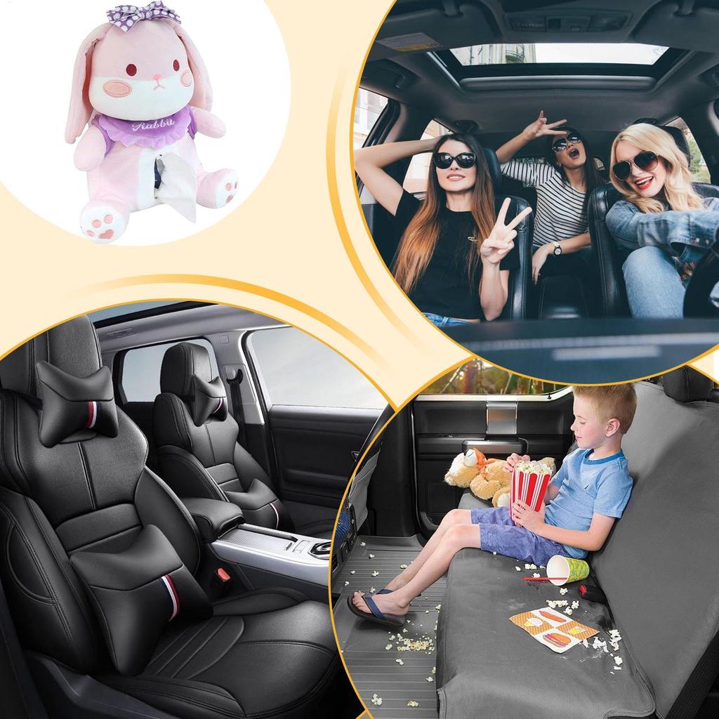 Auto Taschentuchhalter Hase Auto Mülleimer Auto Taschentuchhalter Niedliche Deko Armlehne Plüschpuppe 2 in 1 Für Auto LKW SUV Wohnmobil