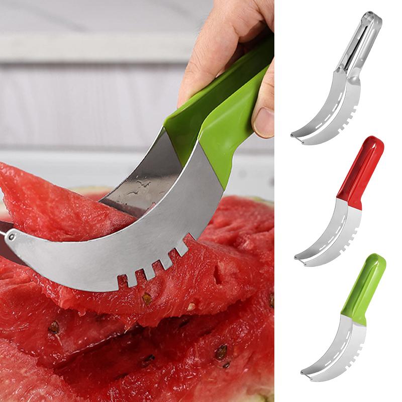 Kuchyňský kráječ melounu z nerezové oceli, nůž na meloun, řezačka na vidličku, kuchyňský doplněk, artefakt, salát, ovoce, rypadlo
