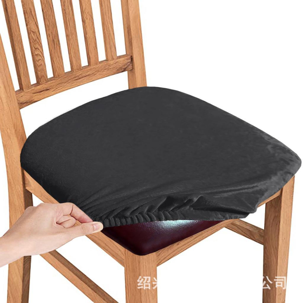 Silver Fox Velvet Buckle Chair Pad, Stretchable Velvet Seat Cover with Snap Closure