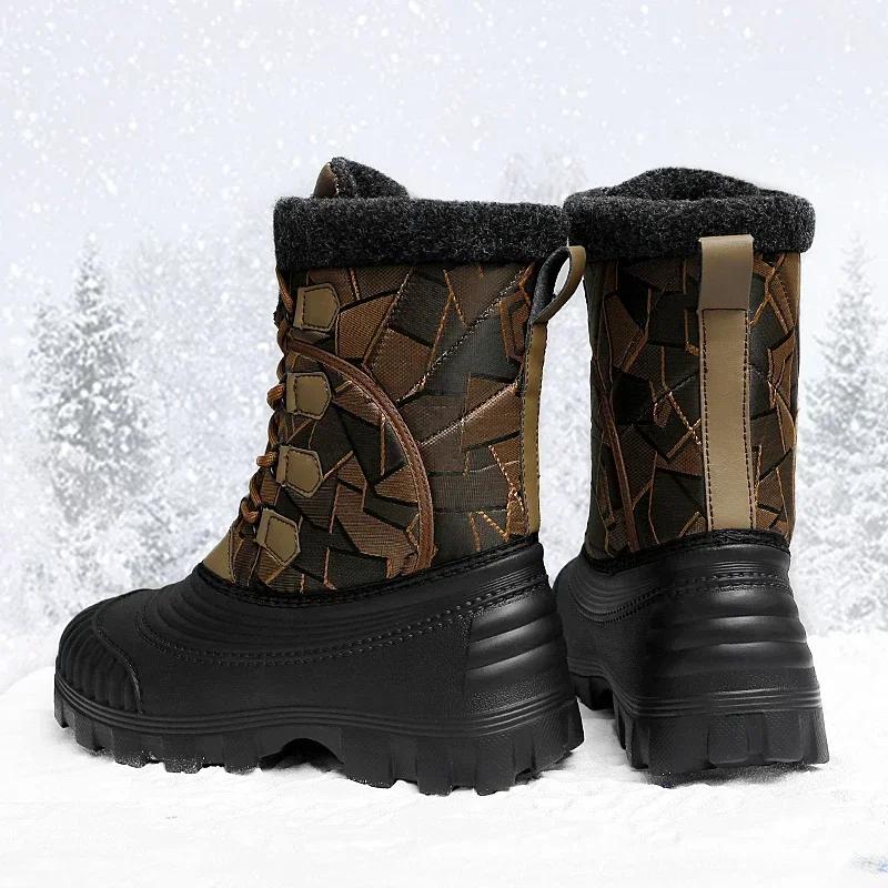 Winter Snow Boots Mid-calf Duck Boots for Men Warm Outdoor Waterproof Hunting Working Boots Mens Camouflage Outdoor Shoes Male