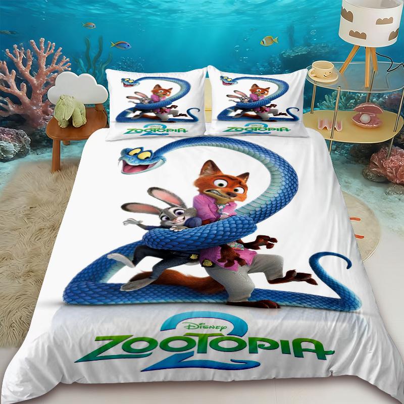 

Kids Duvet Cover Zootopia Judy Nick Anime Cartoon Three-piece Set Bedding Set Bedroom Teens Dormitory Queen King Size 135x200cm