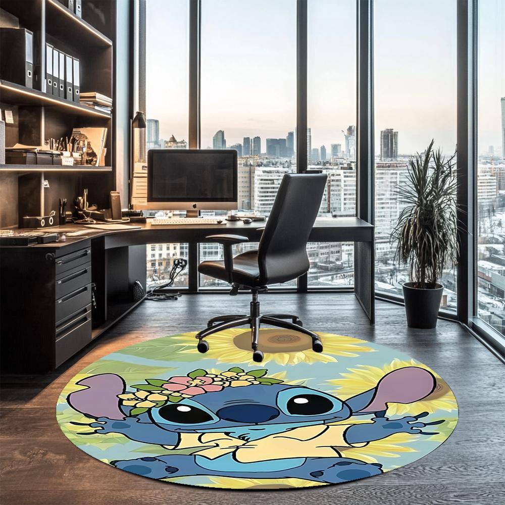 Stitch Printed Round Rug Carpet Chair Rug Area Rug Entryway Doormats,for Office Chair Living Room Bedroom Kitchen Room.