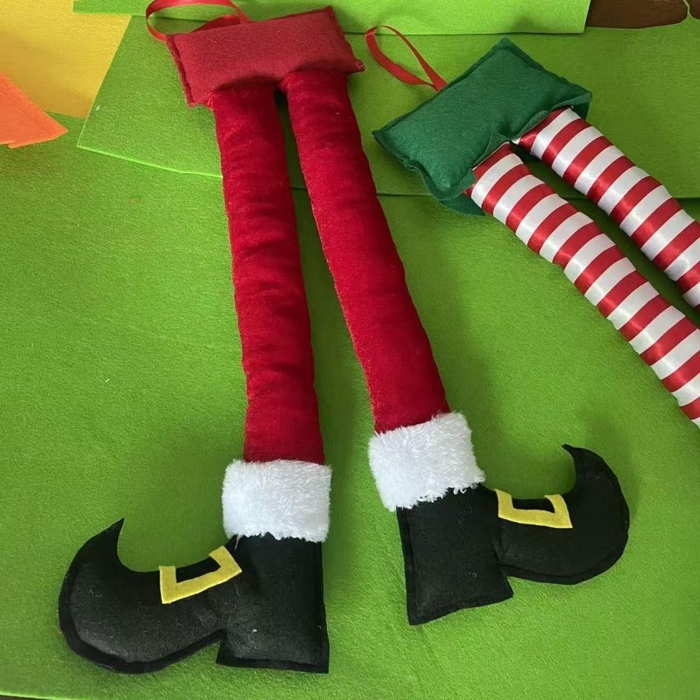 Soft Christmas Elf Legs Hanging Ornament Fireplace Mantel Decoration  Home Holiday Party Decor