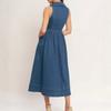 European and American style denim dress women's new sleeveless waist long thin A-shaped skirt cross-border fashion versatile skirt