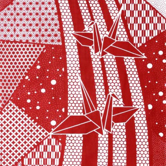 Dyeing Anbo Hand Towel Katagami Crane and Authentic Dyed Cotton Tokuoka Made in Japan 35cm x 100cm "Ise Suou" 100%