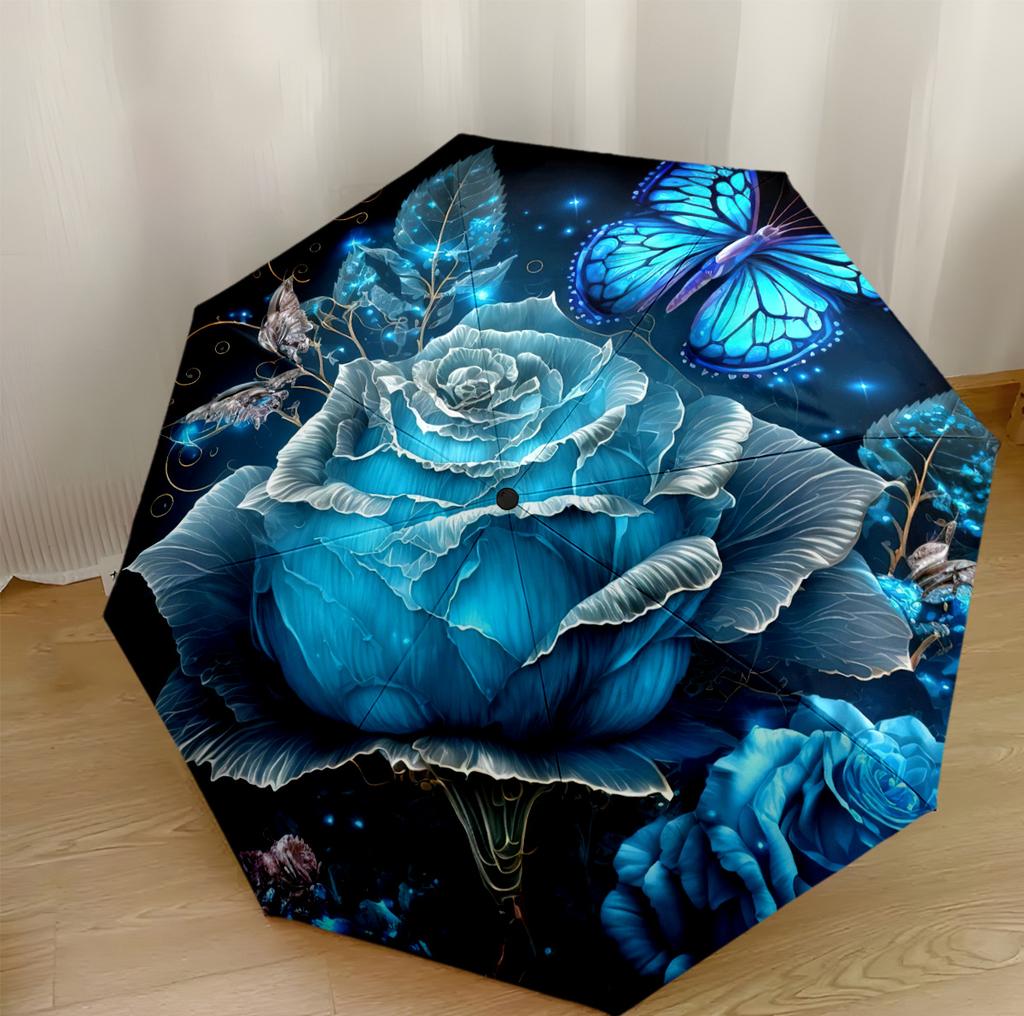 Floral Watercolor Dream Automatic Umbrella Sturdy 8-Rib Shaft Foldable Design All-Season Travel Fashionable Perfect Birthday Christmas Gift Idea