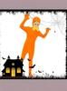 Masquerade Orange Halloween Jumpsuit with Yellow Beard and Exposed Face