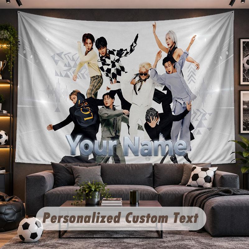 Wall Hanging Tapestry Custom NameATEEZ Pattern Personalized Printed Fabric Wall Decor