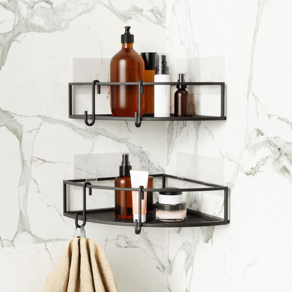 Umbra Shower Rack Shampoo Rack Shelf for Corners Black Set of 2 CUBIKO 21018616040