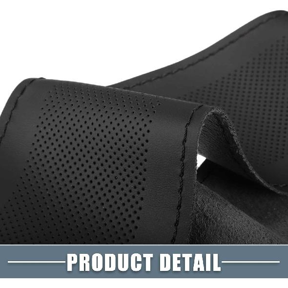 Car Hand Sewn DIY Steering Wheel Cover Breathable Comfortable 32-35cm Stitch On Wrap Cover Microfiber Leather Black Stitches