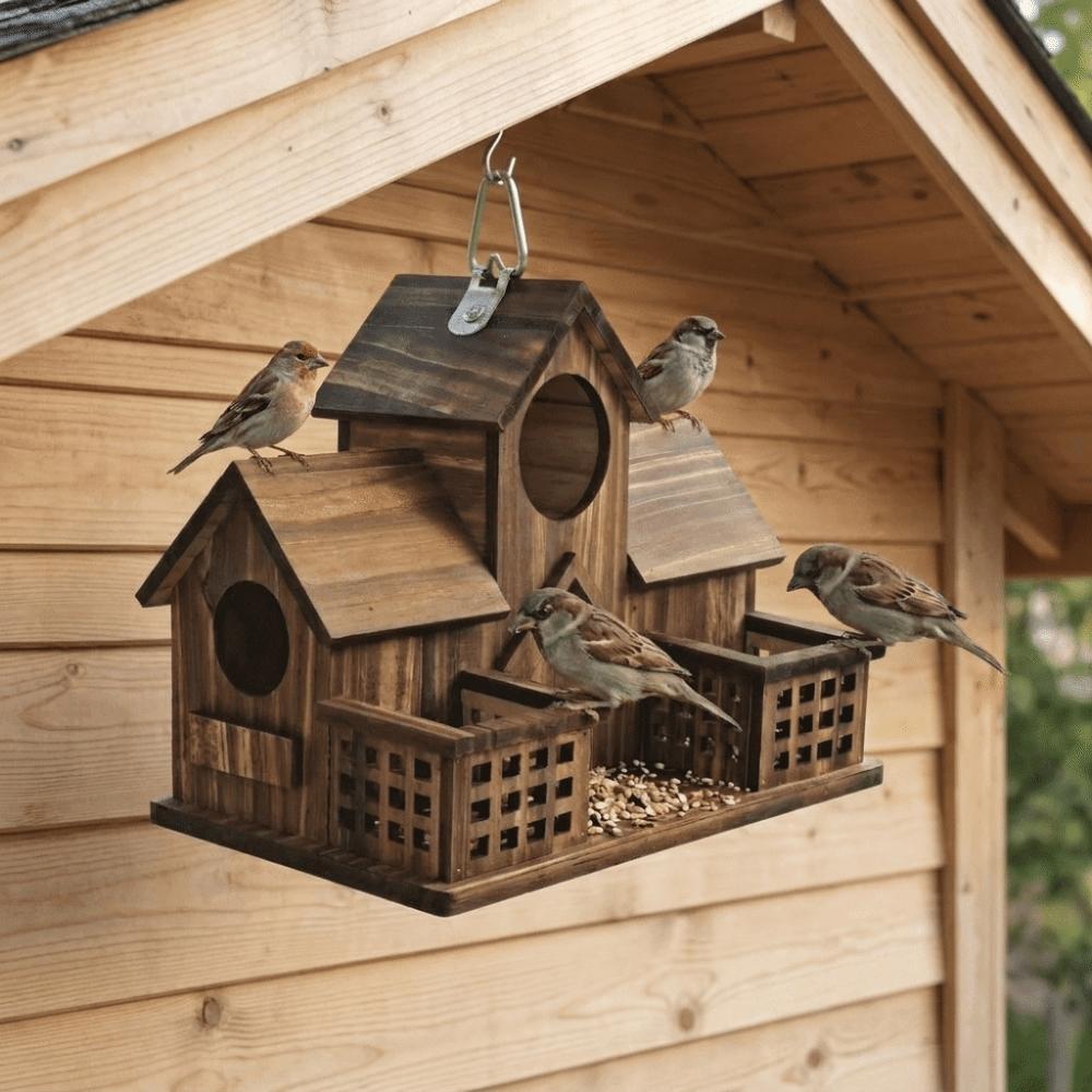 Waterproof Bird Feeding Birdhouse Hanging Bird Nesting Box Outdoor Birdhouse  Wild Birds Habitat