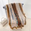 Elegant literary and artistic fan, niche creative printed scarf, high-end sense, fashionable temperament, air-conditioned room with shawl outside