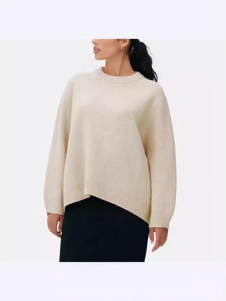 2023 Autumn/Winter Solid Color Loose Round Neck Sweater