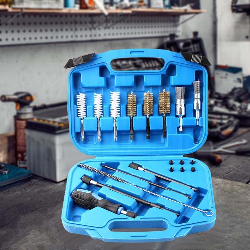 Car Fuel Injector Cleaner Set Multifunction Wire Brush Adapter Oil Nozzle Clean Set for Universal Vehicle Truck Injector Seats