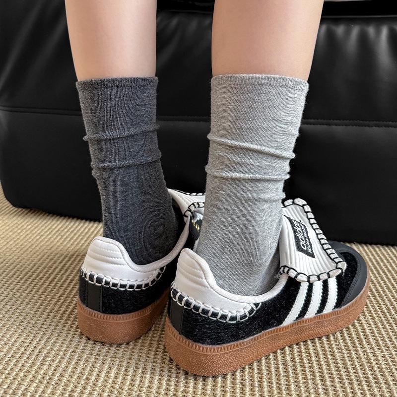 Versatile Boneless Confinement Socks Casual Girl Small Long Tube Stacked Socks Solid Color Black And White Gray Series