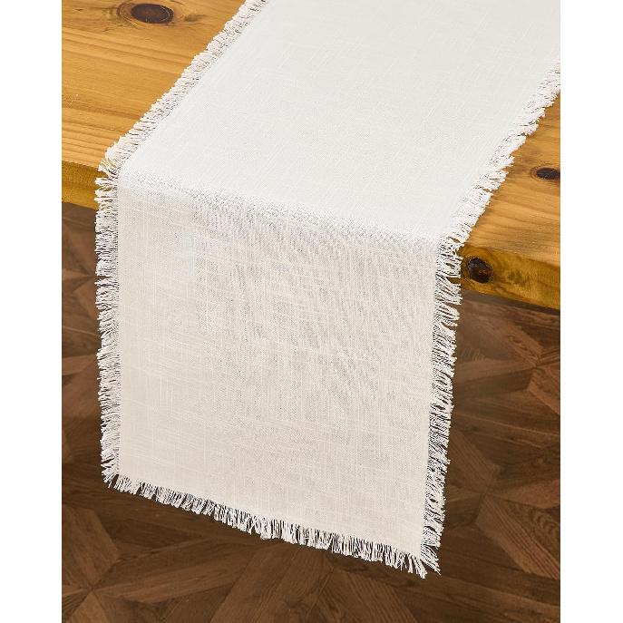Letjolt White Table Runner 72 Inches Farmhouse Table Runner Slub Texture Cotton Linen Table Decor Rustic Home Table Decoration Wedding Reception