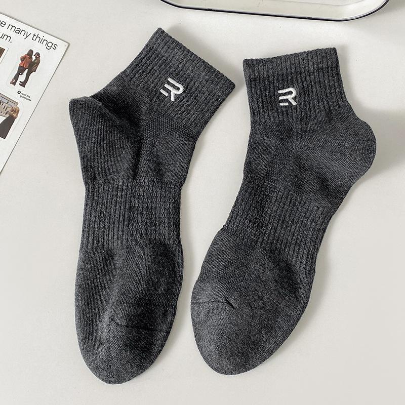 

Мужские летние тонкие однотонные сетчатые дышащие носки-следки, не скатывающиеся, для занятий спортом 1 pair темно серый