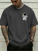 Unisex Crew Neck Tee Mini Astronaut Pocket Pattern Print Short Sleeve Oversized Male Daily Casual Soft Breathable Basic Wear Tee