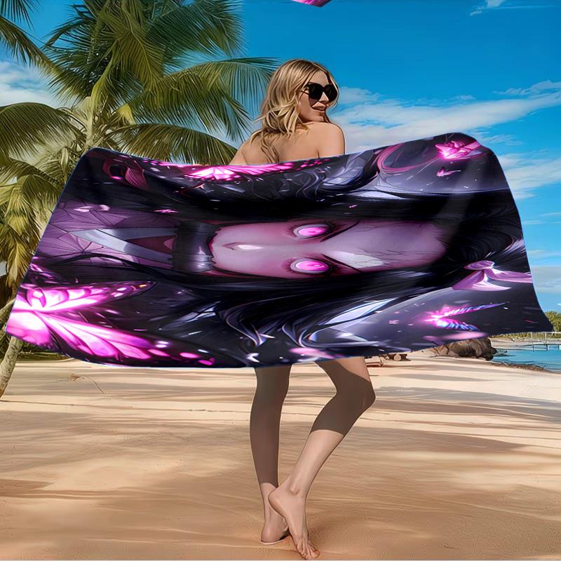 Butterfly Nezuko Fantasy Beach Towel Microfiber Beach Towel, Lightweight and Quick-Dry, for Summer Travel, Swimming Pool Fan Birthday Gift