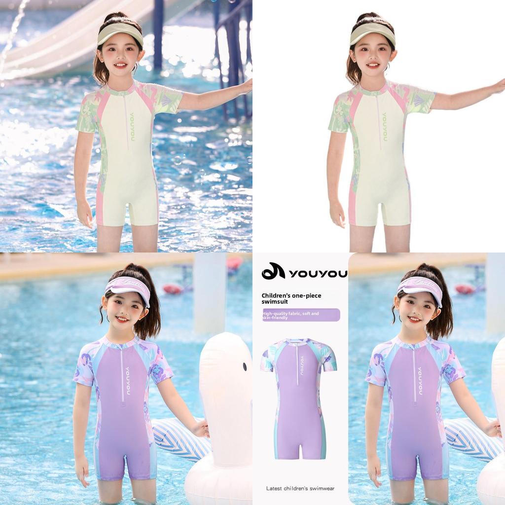 Childrens Swimsuit Girls Onepiece Hot Spring Swimwear With Chest Padding For Water Sports