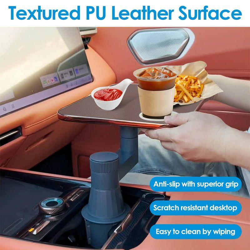 Car Tray& Car Desk for Laptop,Dual 360 Anti Slip Leather Surface, Food Tray,Cup Holder Table For Tesla Model Y/3/S, Ford F150