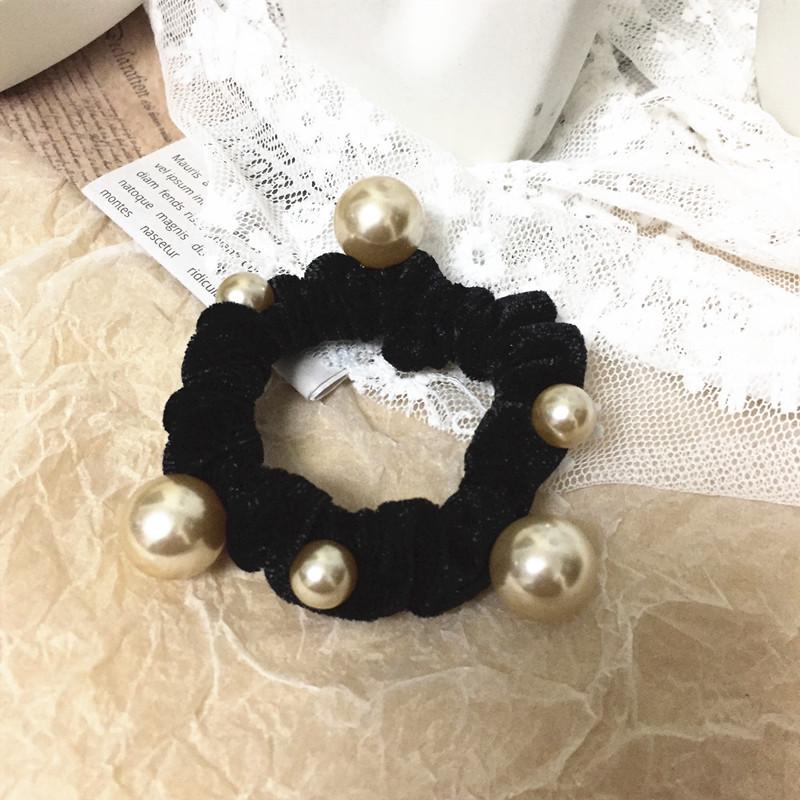 

Элегантная корейская/японская бархатная резинка для волос с жемчужными бусинами