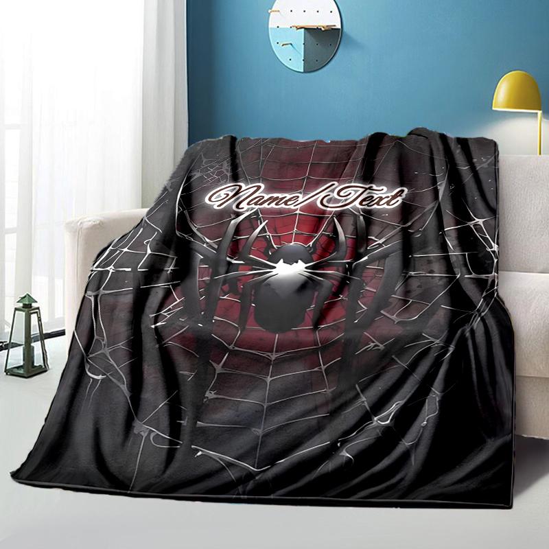 1PC Custom Name Spider Web Outdooor Flannel Blankets Throw Blanket All-Season Throw Gift Bedspread for Couch, Bed, Camping Holiday Birthday Gift