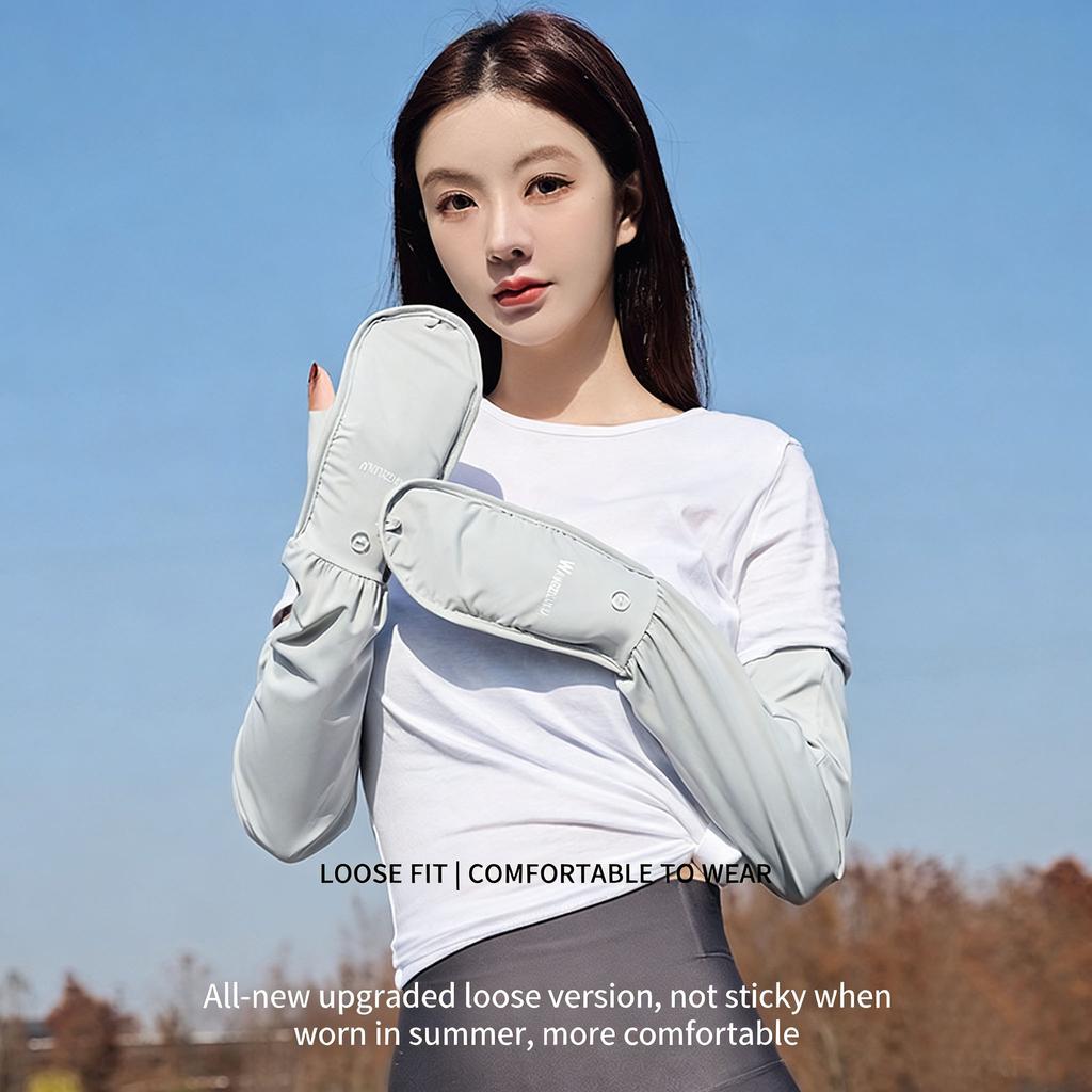 Summer Arm Sleeve UV Protection Full Hand Cover Ice Silk Cycling Sleeves Adjustable Anti-Slip Cooling Hiking Running Arm Sleeve