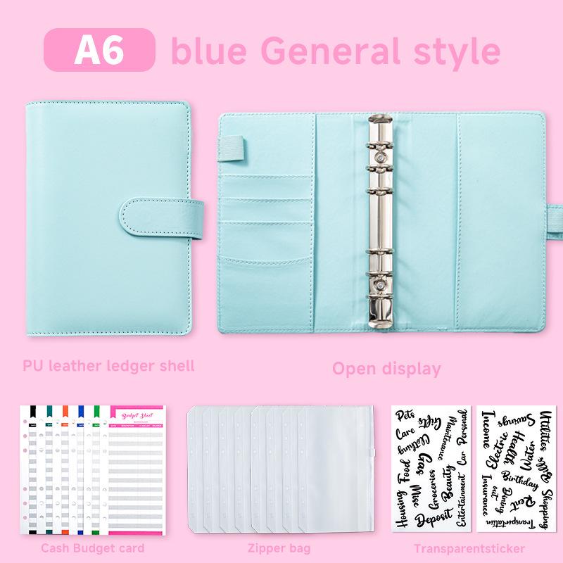 A6 Zipper Pouch Notebook: PU Leather Macaron Loose-Leaf Journal