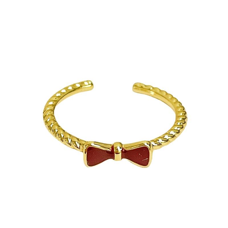 Angola Red Medieval Court Open Ring Retro Enamel Light Luxury Personality Adjustable Stacked Index Finger Ring