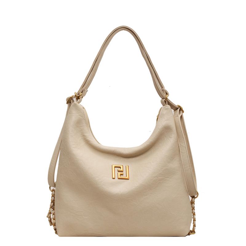 

Women s 2025 Retro Fashion Pleated Tote - Versatile Large Capacity Underarm Bag бежевий