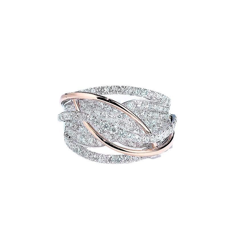 Two-tone Plated Mesh Diamond Ring