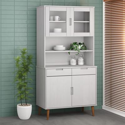 Vidaxl Extension Module, White, 90X35X100 Cm, Solid Pine Wood
